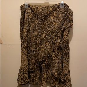 Chaps Brown/Tan Print Skirt Set